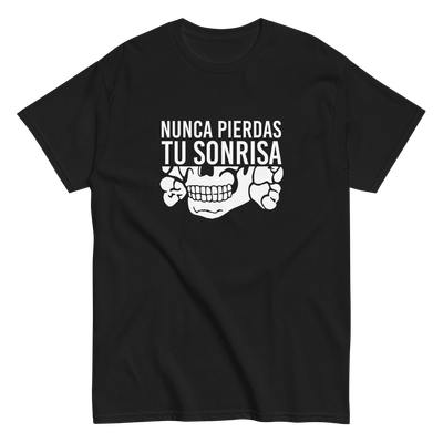 Camiseta negra "Nunca pierdas tu sonrisa"