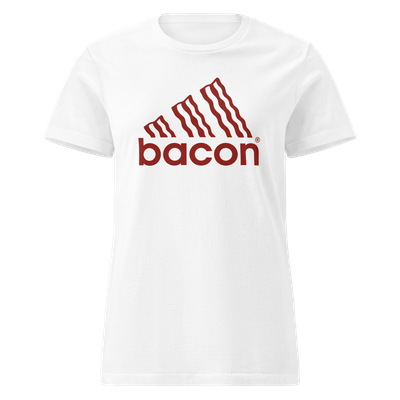Camiseta mujer blanca "bacon" logo