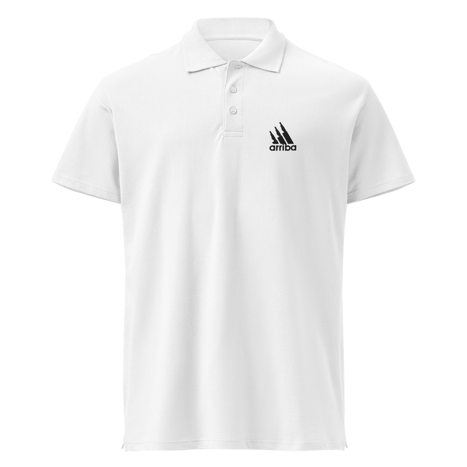 Polo bordado blanco "ARRIBA" negro