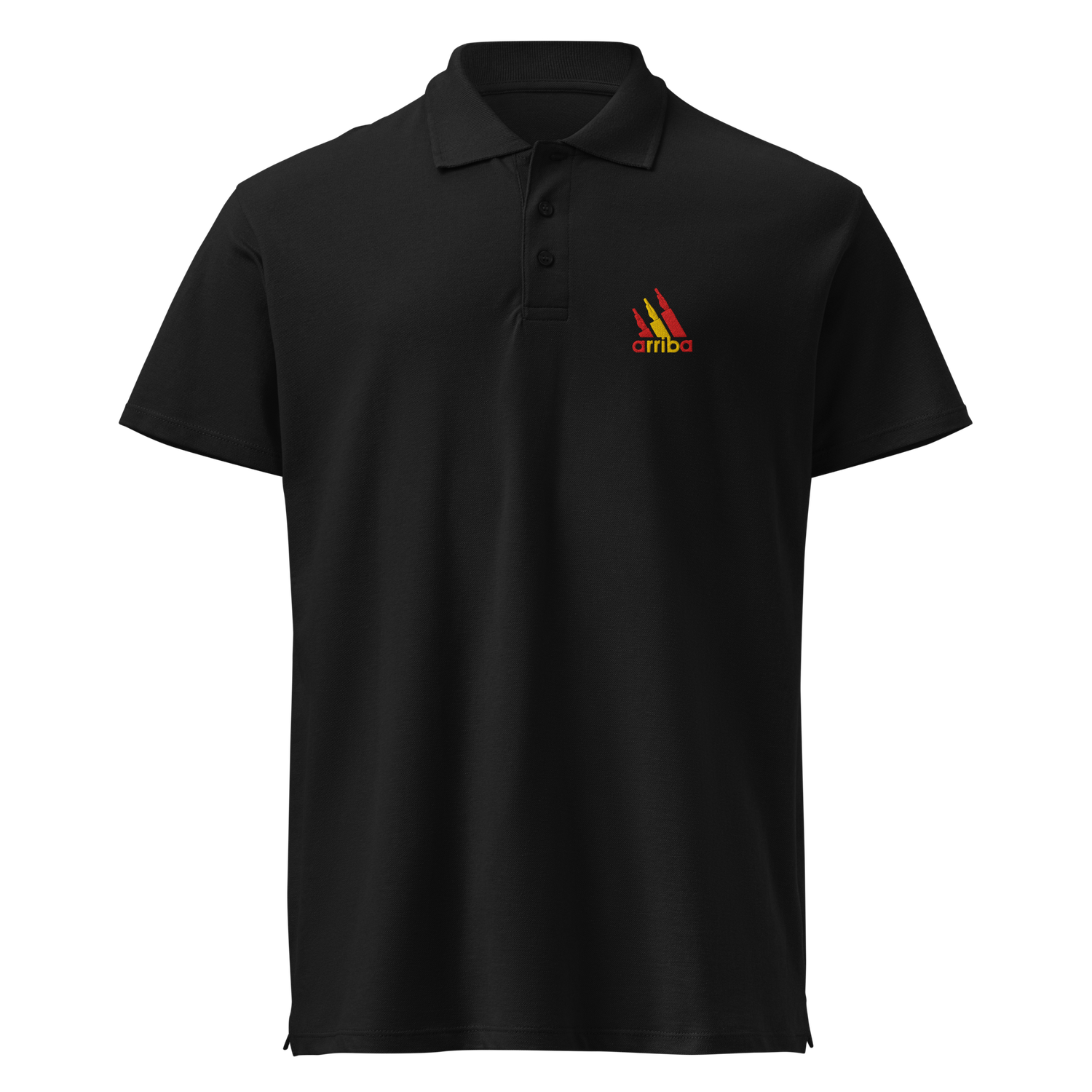 Polo bordado negro "ARRIBA" rojigualda