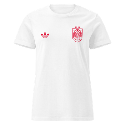 Camiseta mujer blanca "escudo selección" rojo