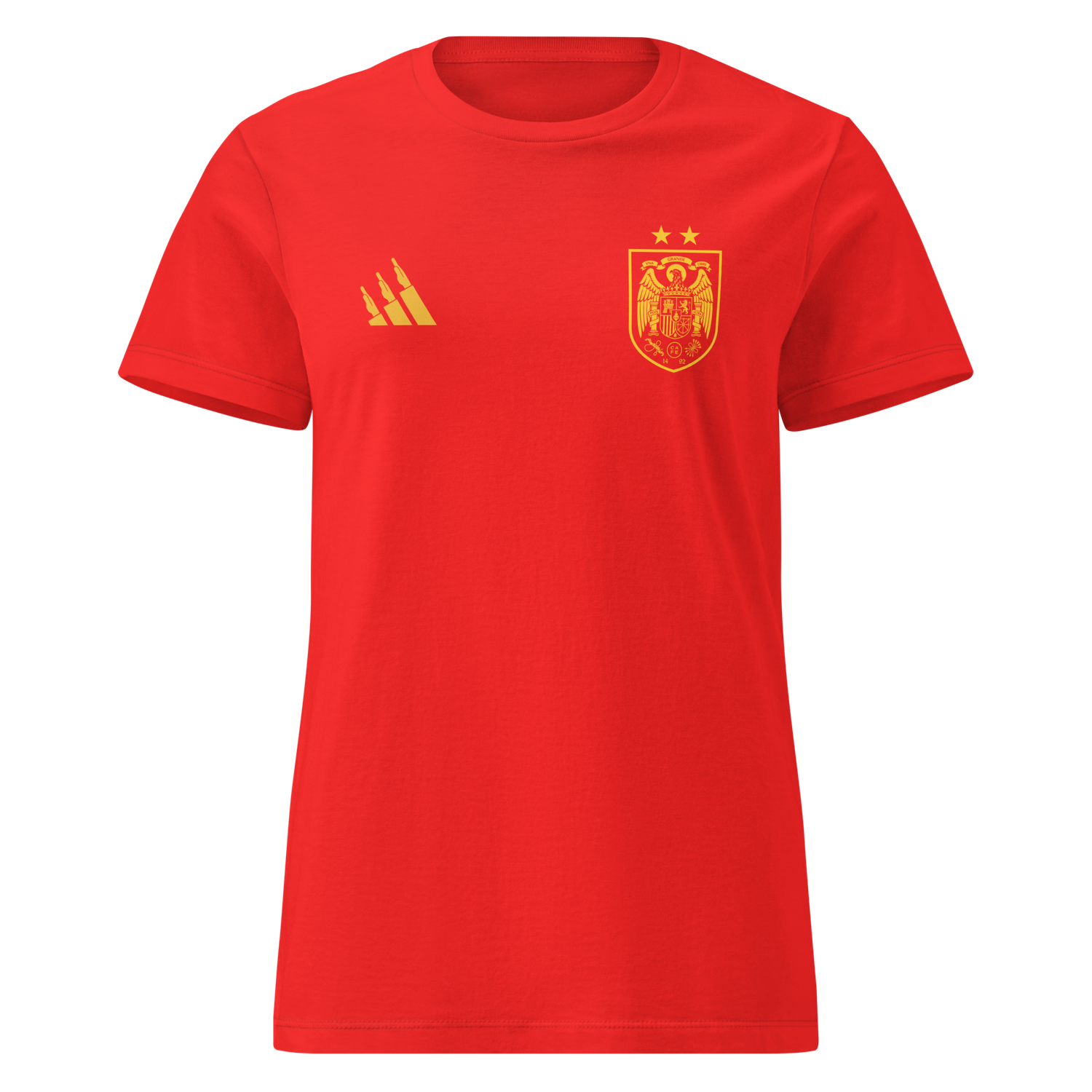 Camiseta mujer roja "escudo selección" amarillo