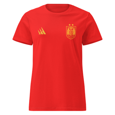 Camiseta mujer roja "escudo selección" amarillo