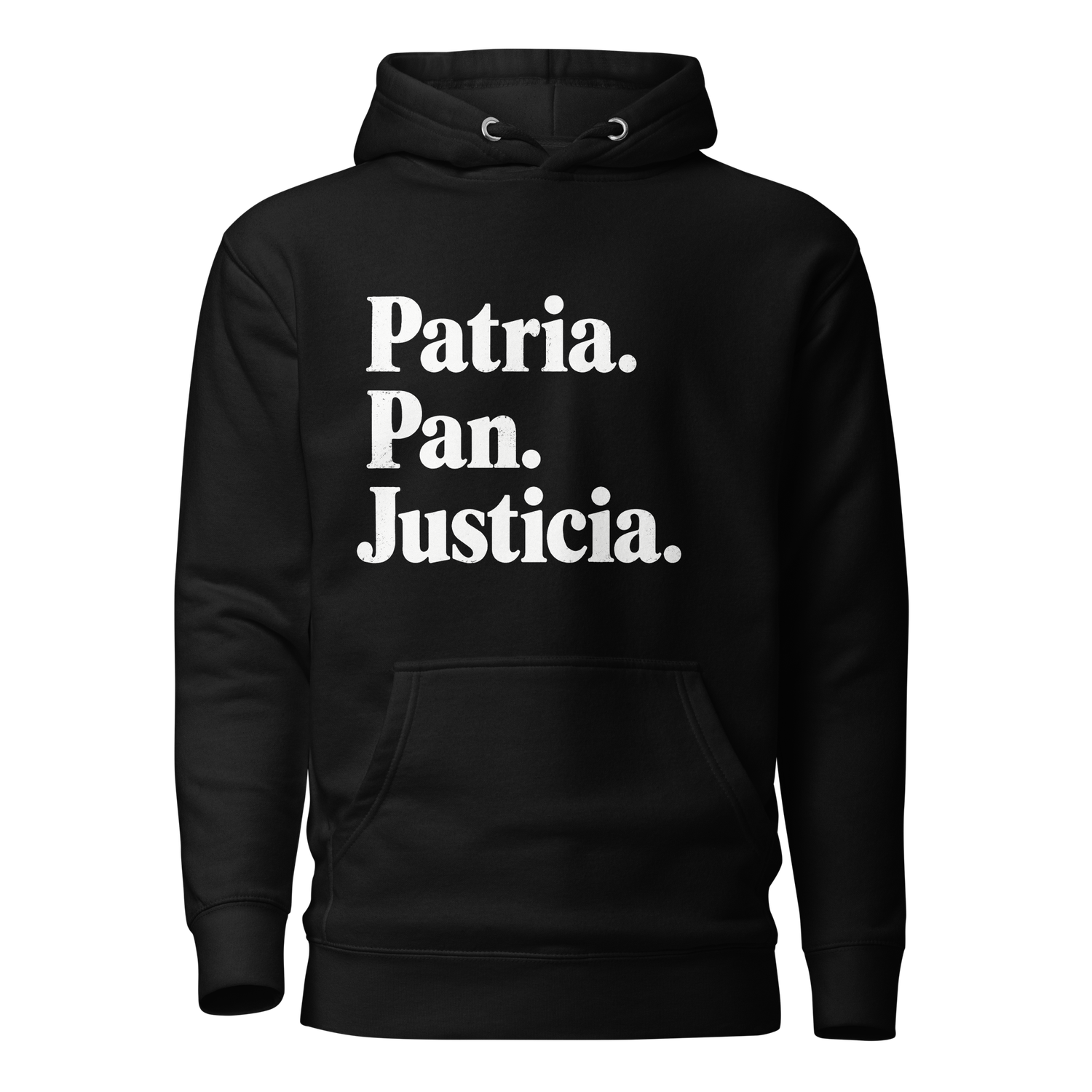 Sudadera negra "PATRIA. PAN. JUSTICIA."