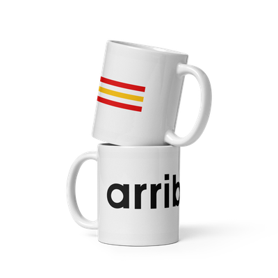 Taza blanca "Arriba franjas"