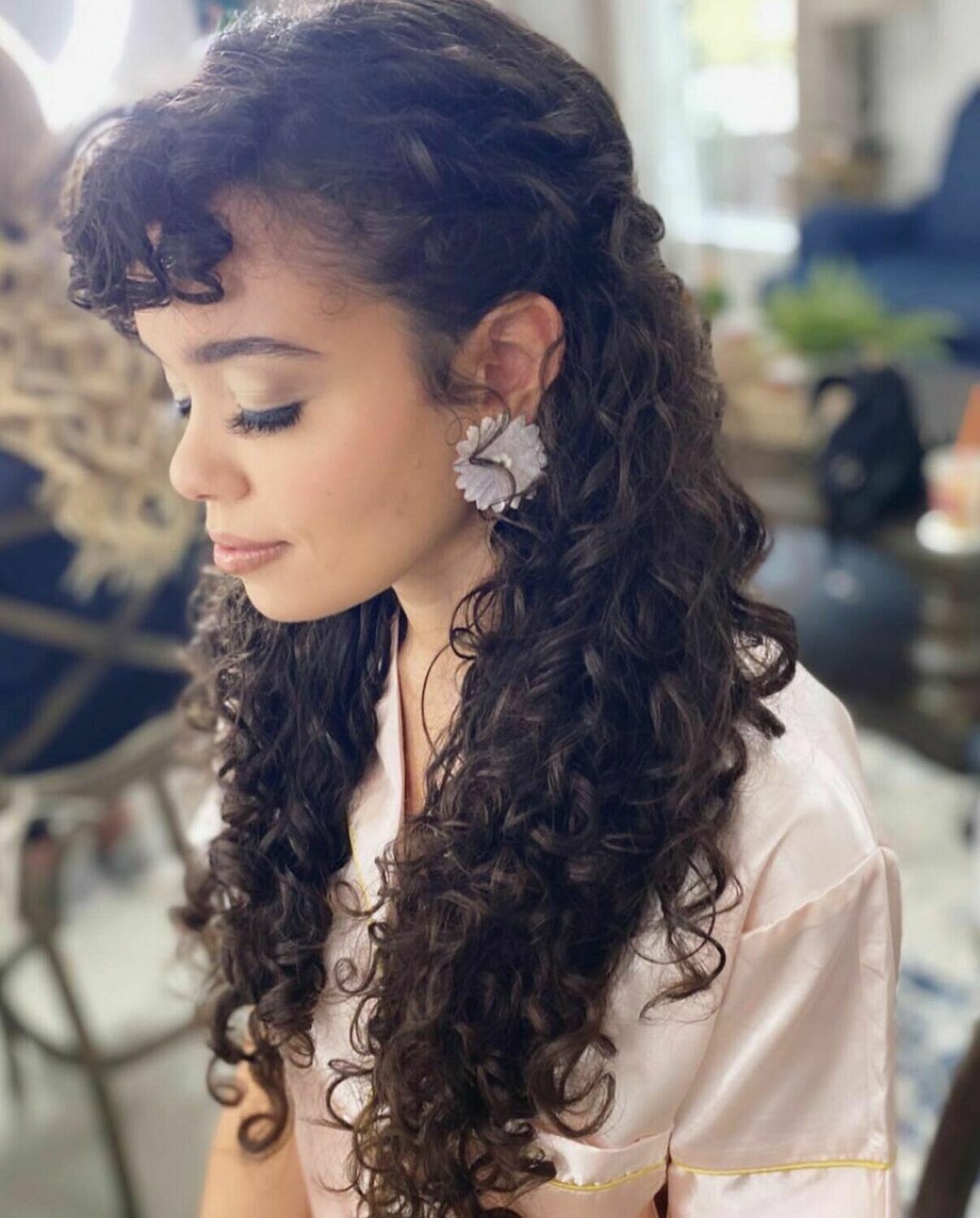 Deep Curly Natural Black Bang Wig