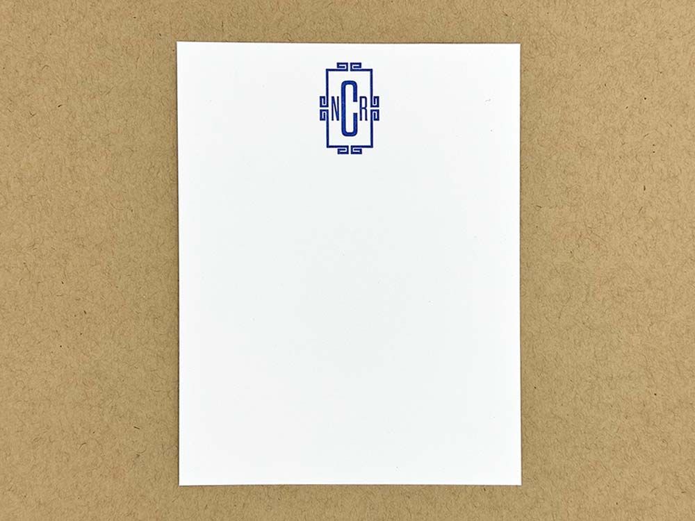 Custom Monogram-Greek Key Letterpress printing