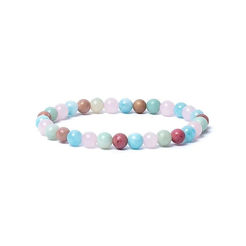 Armband Aquamarin/Rosenquarz/Amazonit/Thulit AA Qualität elastisch -- 0,6 cm