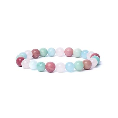 Armband Aquamarin/Rosenquarz/Amazonit/Thulit AA Qualität elastisch -- 0,8 cm