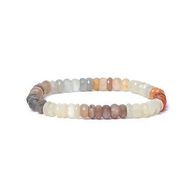 Armband mehrfarbig Mondstein Facette AA Qualität elastisch -- 0,8 cm
