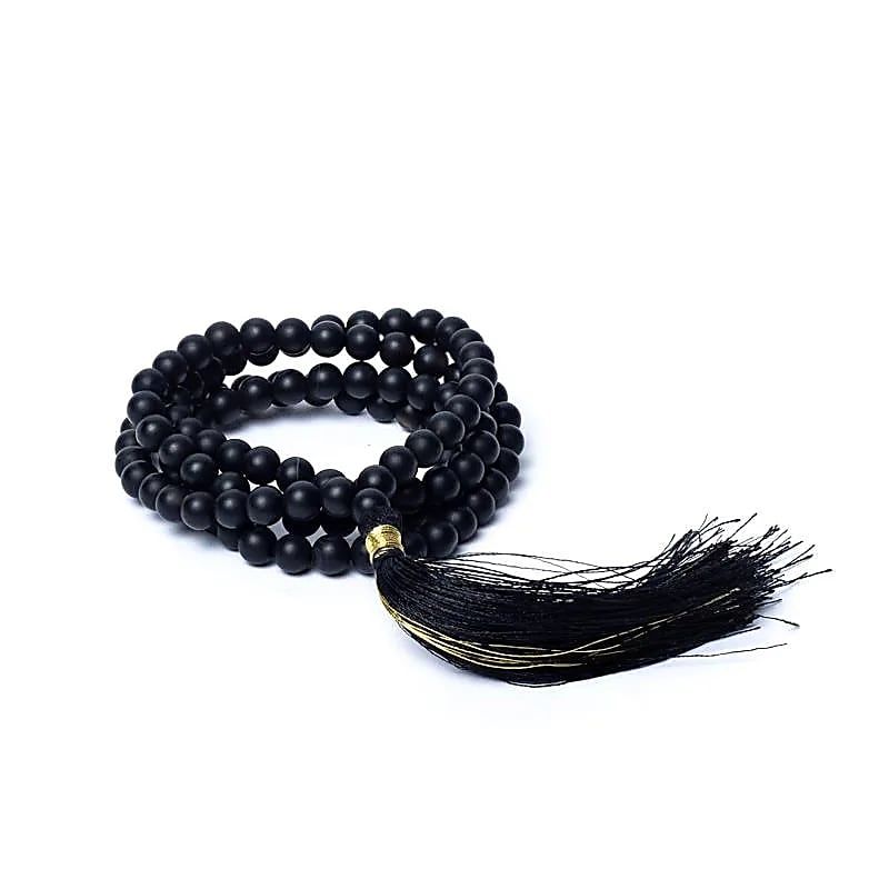 Mala schwarzer Onyx mattiert AA Qualität im Beutel -- 0,6 cm