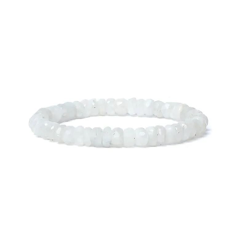 Armband Regenbogen Mondstein Facette AA Qualität elastisch -- 0,8 cm