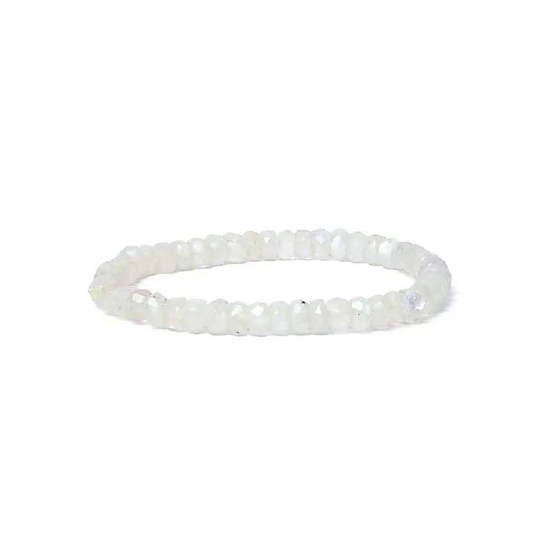 Armband Regenbogen Mondstein Facette AA Qualität elastisch -- 0,6 cm