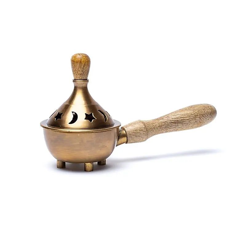 Räuchergefäß aus Messing mit Griff -- 17.5x8cm