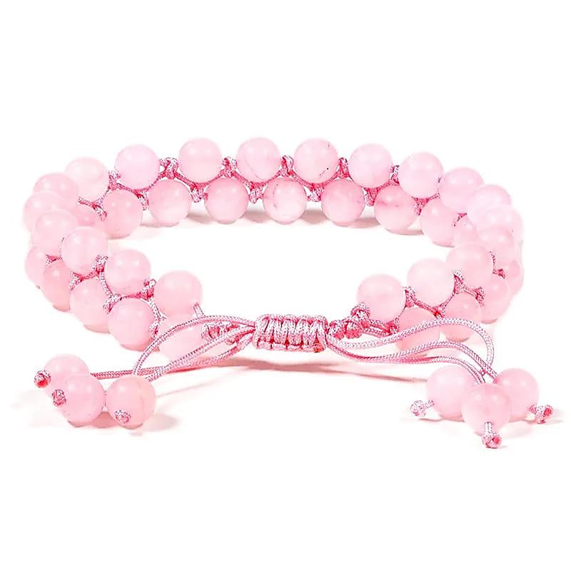 Armband Rosenquarz doppelreihig verstellbar -- 0.6 cm