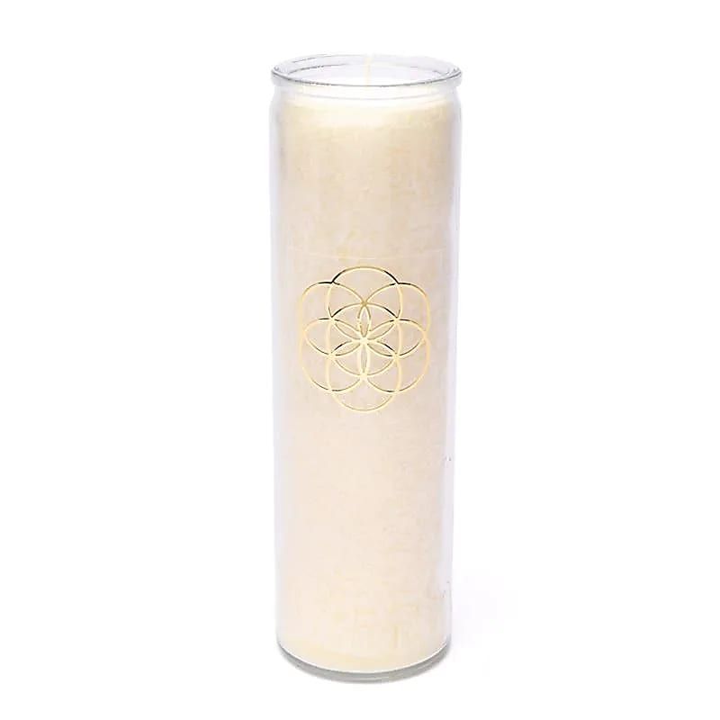 Kerze Stearin Samen des Lebens weiß unparfümiert -- 21x6.5 cm