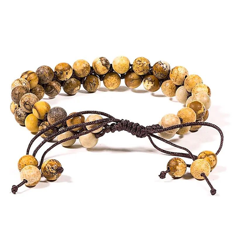 Armband Landschafts-Jaspis doppelreihig verstellbar -- 0.6 cm