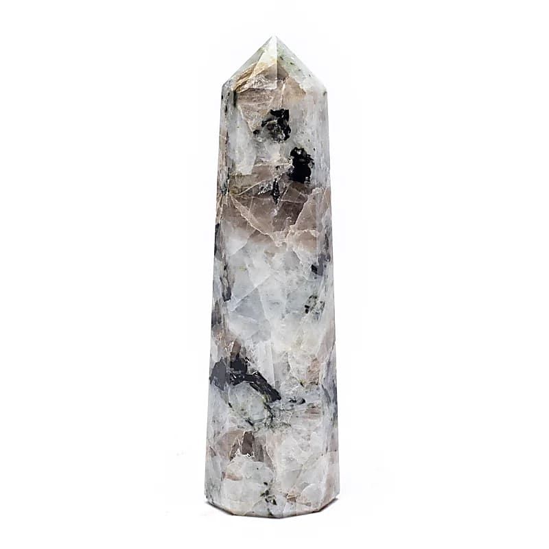 Obelisk Regenbogen-Mondstein -- ±7.5 - 10 cm