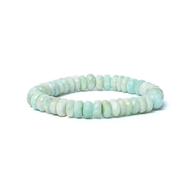 Armband Amazonit Facette AA Qualität elastisch -- 0,8 cm