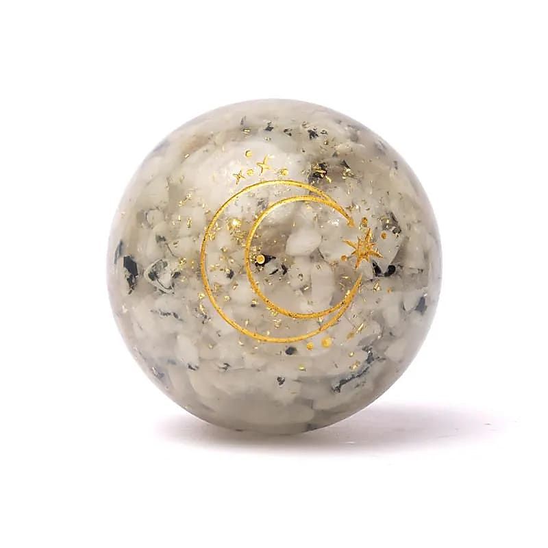 Orgonit Kugel Mondstein mit Mond -- ±5,5cm