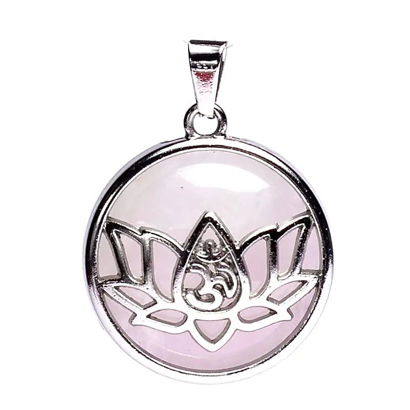 Anhänger Lotus OM mit Rosenquarz -- 3cm