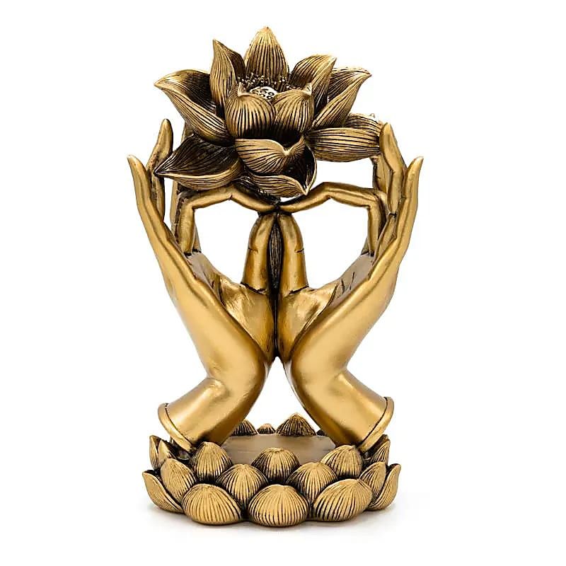 Deco Hände mit Lotus goldfarben -- 14.5x9.6x24.8 cm