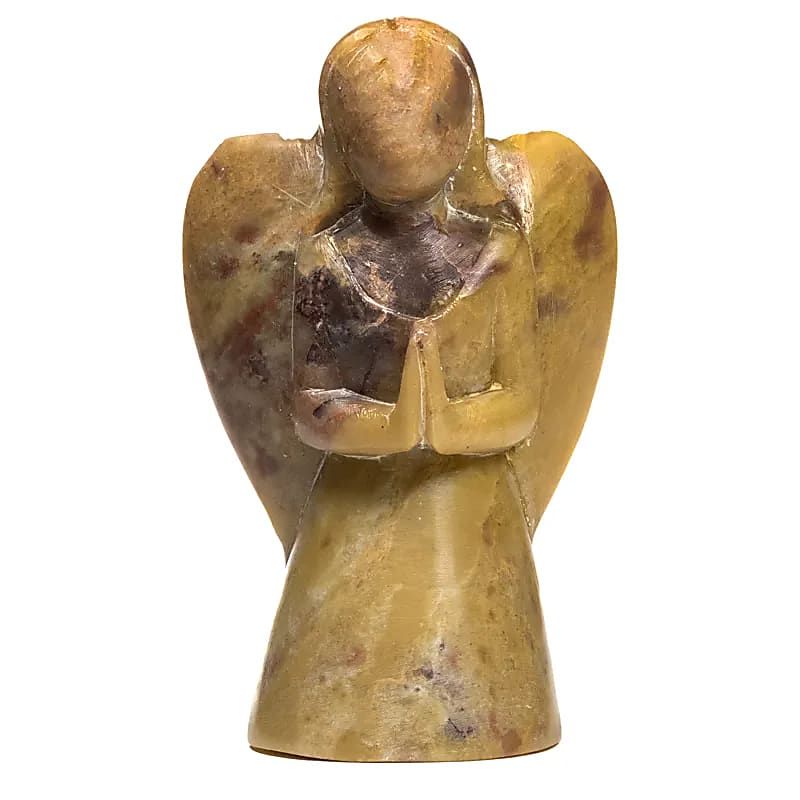 Engel Statuette Speckstein naturfarben -- 472 g; 12.5 cm