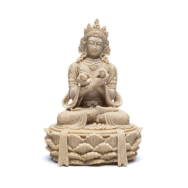 Buddha mit Dorje und Glocke sandfarben -- 11x17cm