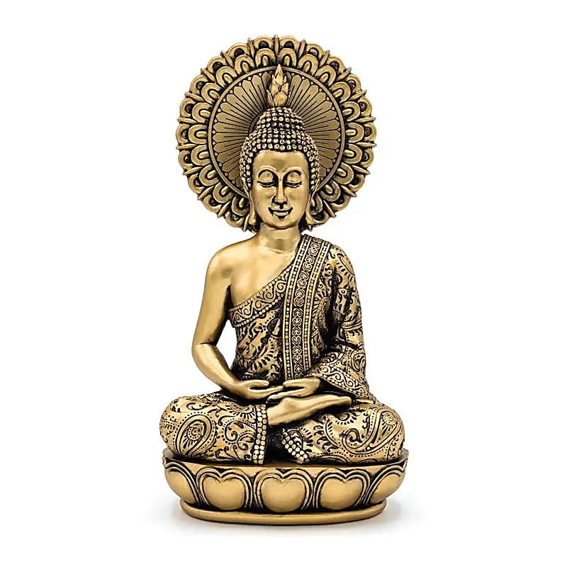 Buddha-Statue Meditation goldfarben -- 13x9.5x25.2 cm