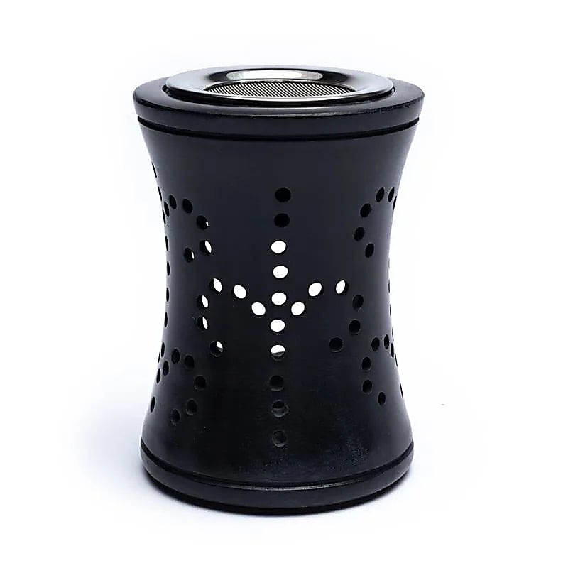 Rauchergefäß - Duftlampe Speckstein schwarz -- 10.5 cm