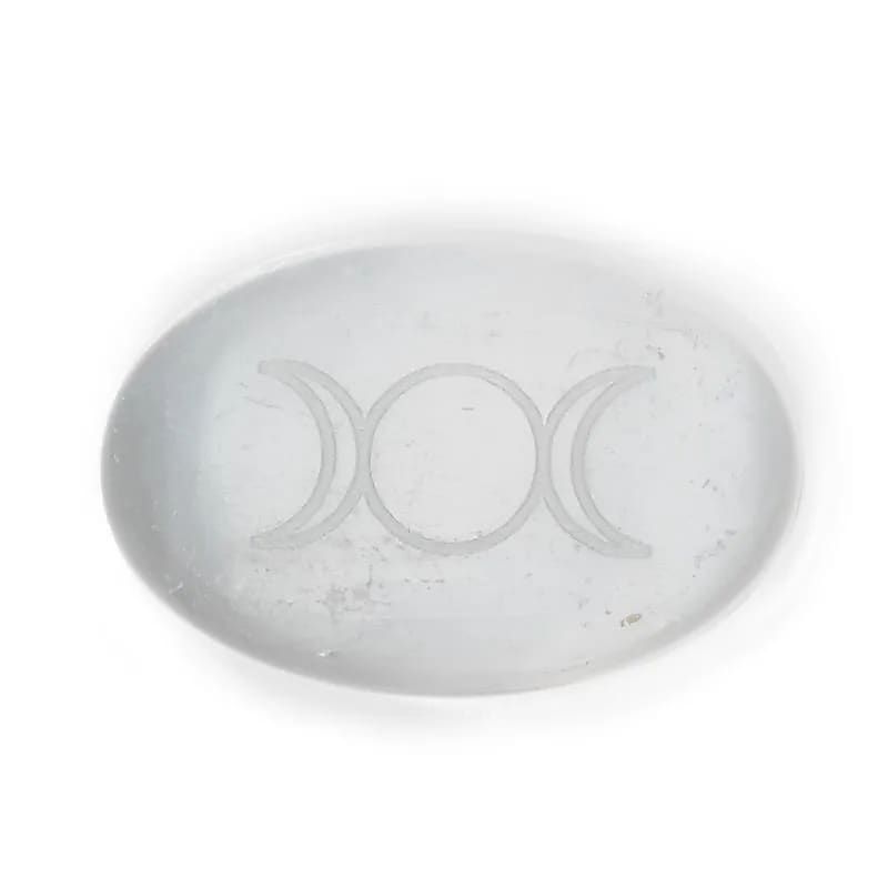 Selenit Stein mit Göttin Symbol -- 5.5x4x1.5cm