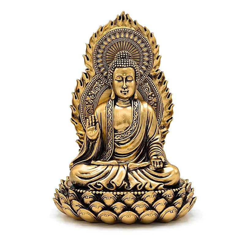 Buddha-Statue auf Thron goldfarben -- 19x15.5x27 cm
