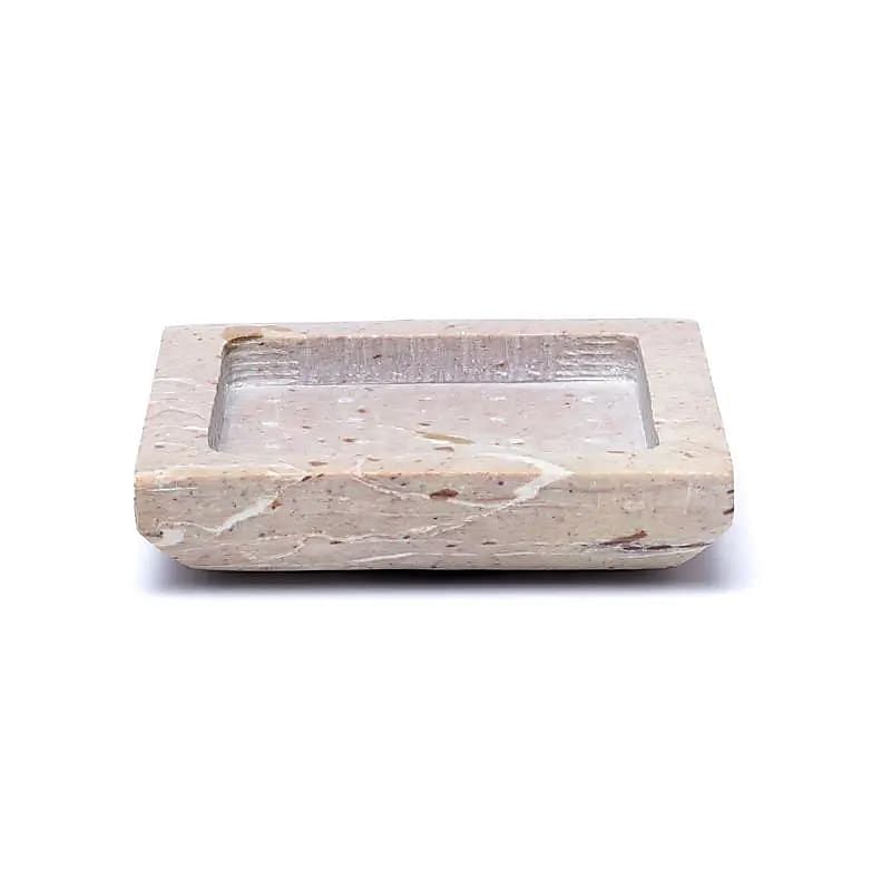 Untersetzer / Kerzenständer quadratisch beige Speckstein -- 9x9cm