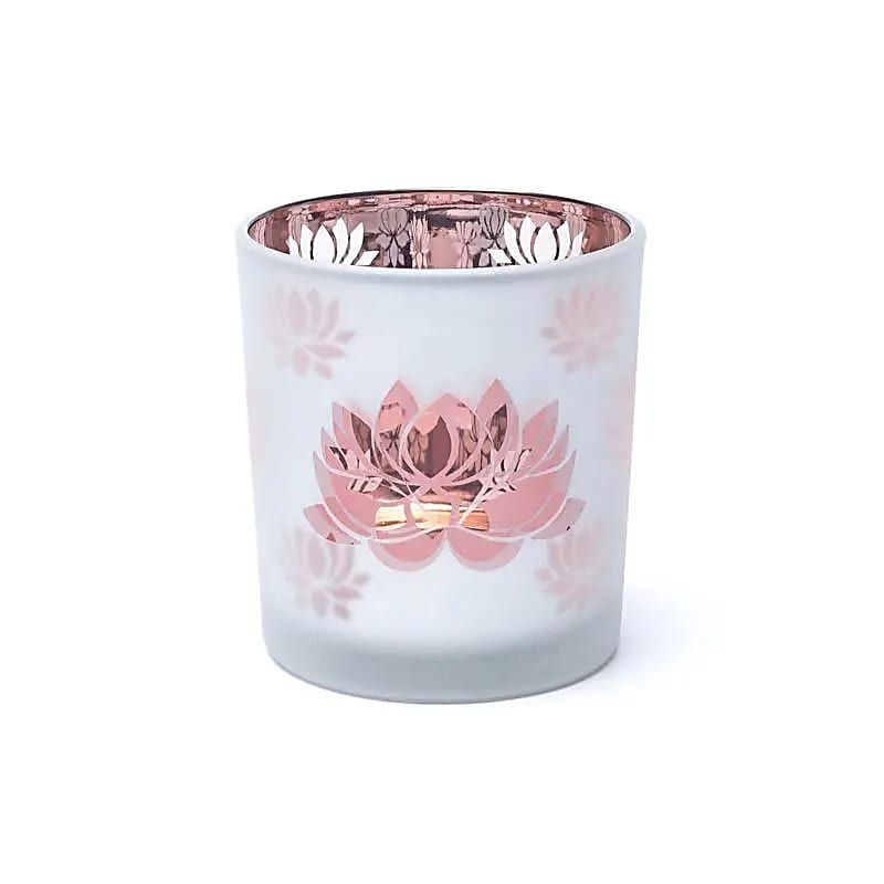 Kerzenhalter gefrostet/metallic Lotus -- 7.3x8 cm