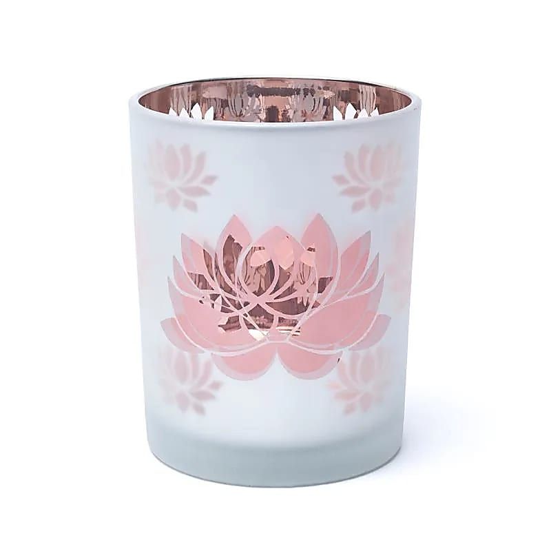 Kerzenhalter gefrostet/metallic Lotus -- 10x12,5 cm