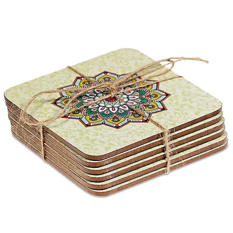 Mandala Untersetzer grün Set von 6 Stück --184g