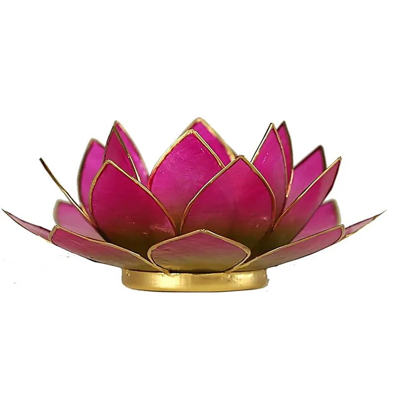 Lotus Teelichthalter rosa goldfarbig -- 13.5 cm