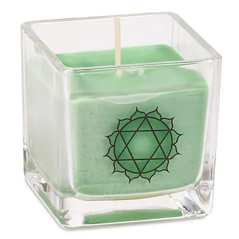 Ökologische Rapswachs-Duftkerze 4. Chakra -- ±260 g; 6x6x6 cm