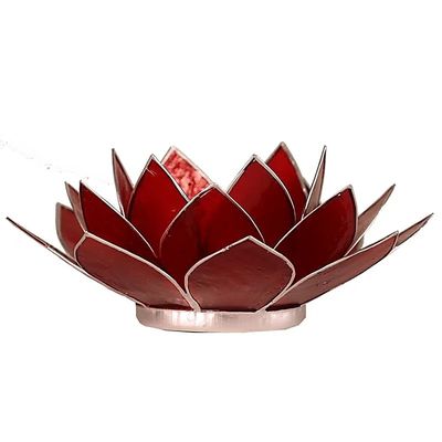 Lotus Teelichthalter  1. Chakra silberfarbig -- 13.5 cm