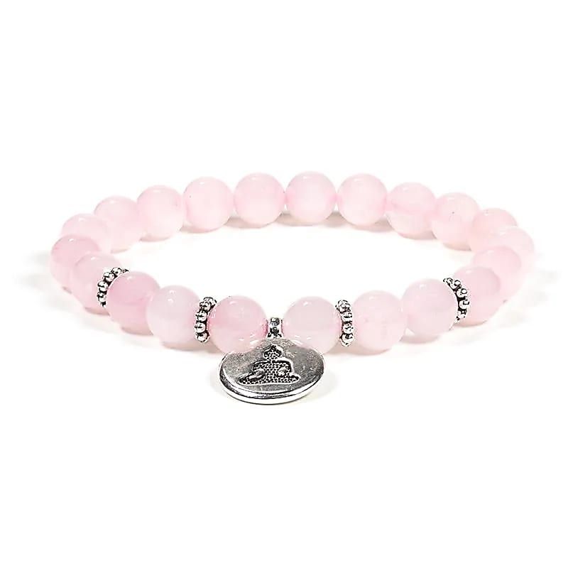 Mala/Armband Rosenquarz elastisch mit Buddha -- 0.8cm