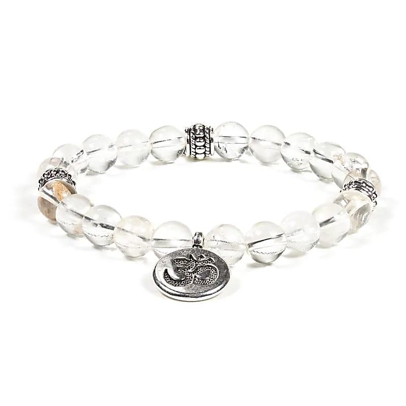 Mala/Armband Bergkristall elastisch mit Om -- 0.8 cm