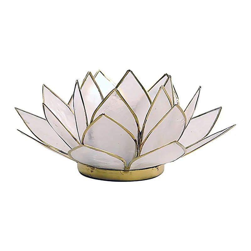 Lotus Teelichthalter natur goldfarbig -- 13.5 cm