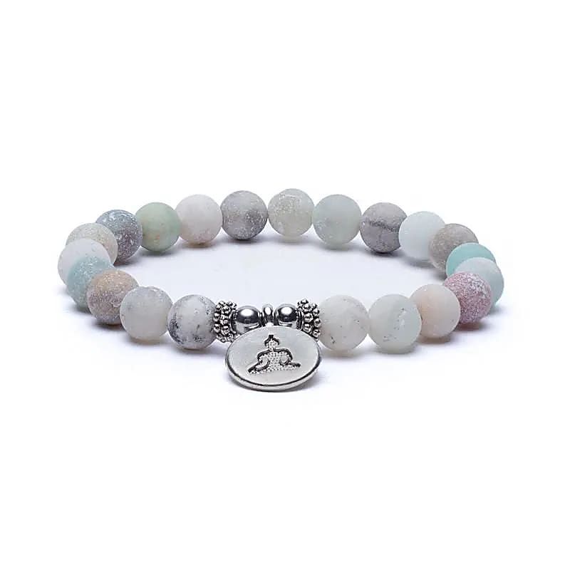 Mala/Armband Amazonit - elastisch - mit Buddha -- 0.8 cm