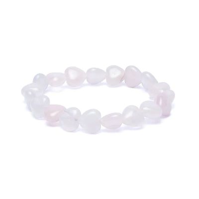 Armband Rosenquarz elastisch Herzen -- 10mm