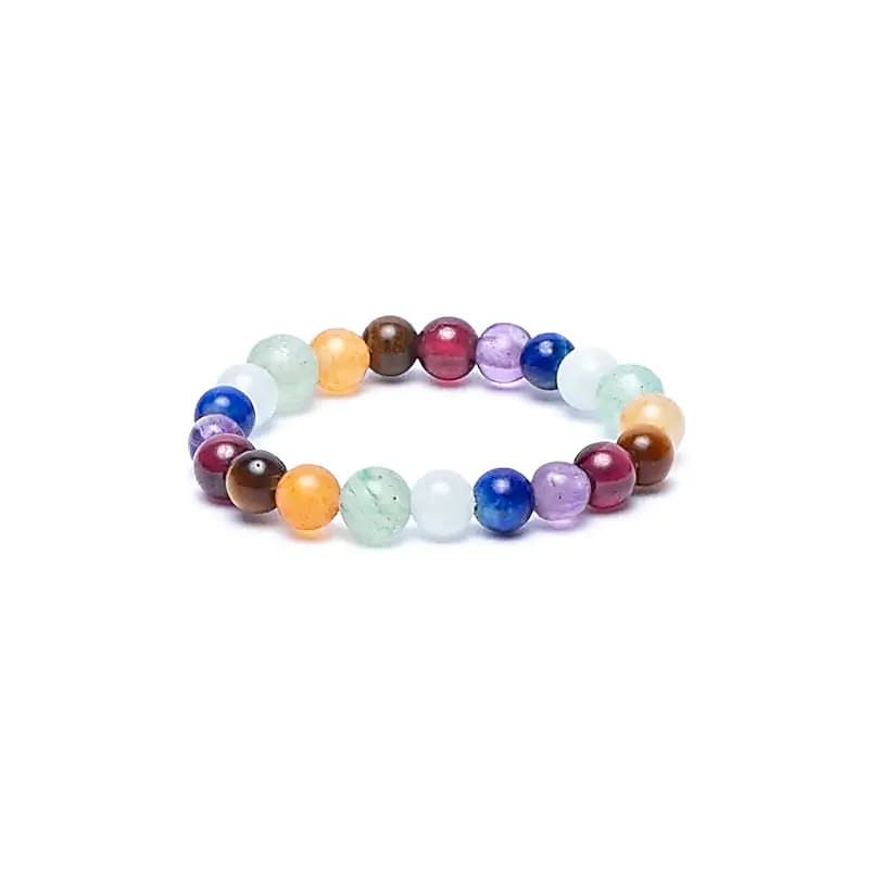Ring 7 Chakra Steine elastisch -- 3mm