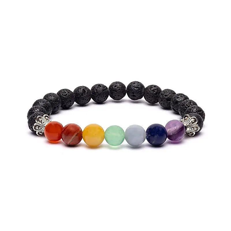 Chakra-Armband Lavastein elastisch -- ±8 mm