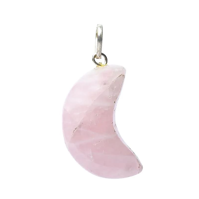 Rosenquarz Edelstein-AnhĂ¤nger mondfĂśrmig -- Âą2x1,5cm