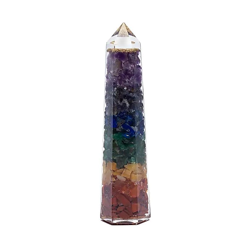 Orgonit 7-Chakra-Obelisk -- Âą12 cm
