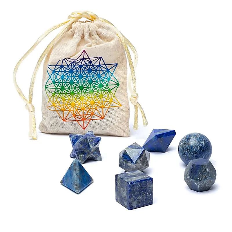 Lapislazuli Heilige Geometrie 7-teiliges Set -- Âą6,7x9cm