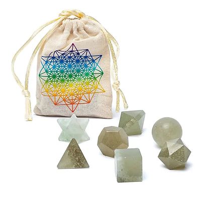 Aventurin Heilige Geometrie 7-teiliges Set -- 6,7x9cm